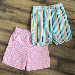 Old Navy Multicolor Striped and Pink Patterned Youth Boys Swim trunks